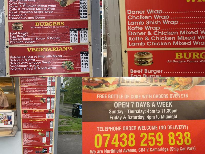 Arbury Kebab Menu