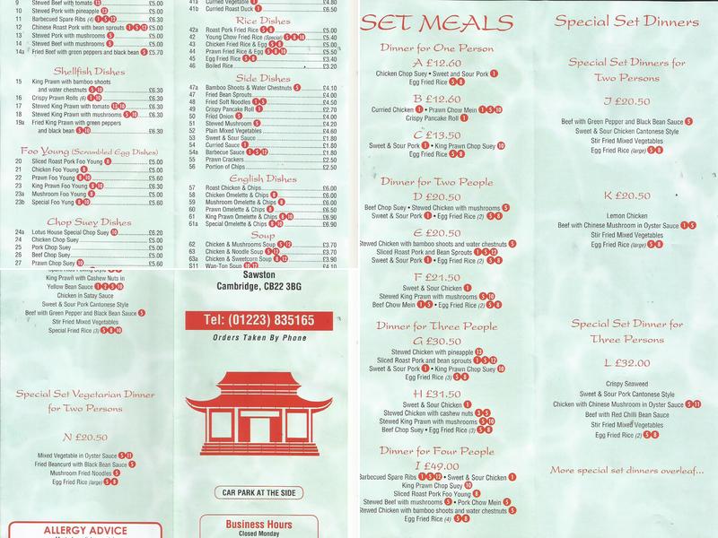 Lotus House Menu