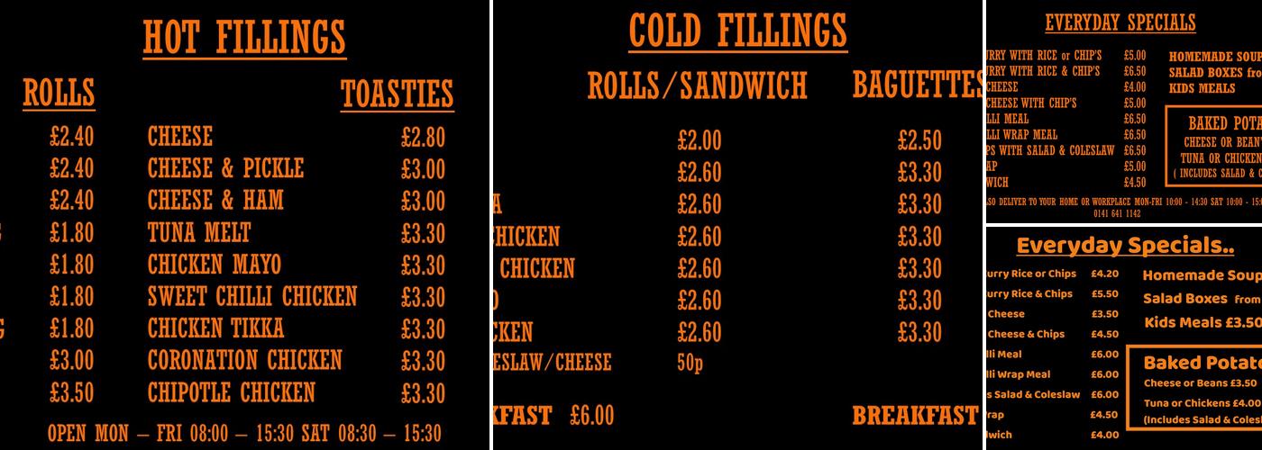 Shake Russell and Roll Menu