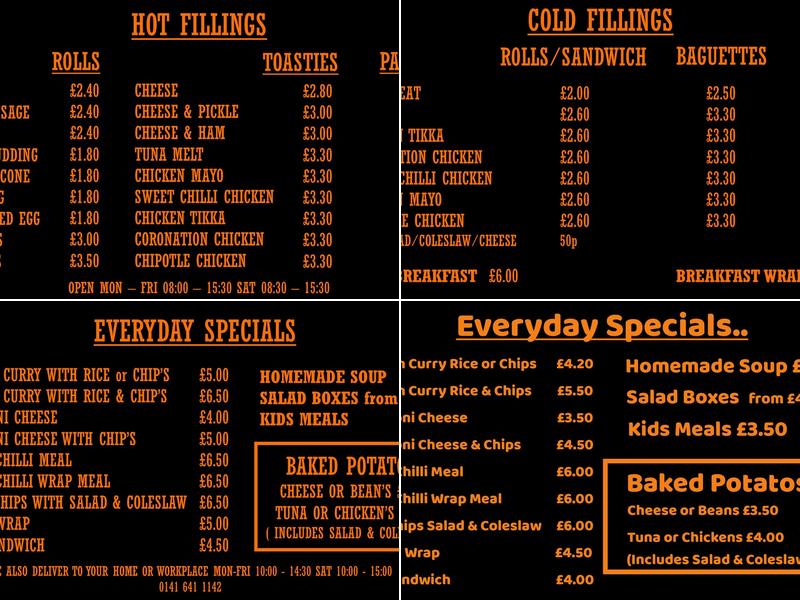 Shake Russell and Roll Menu