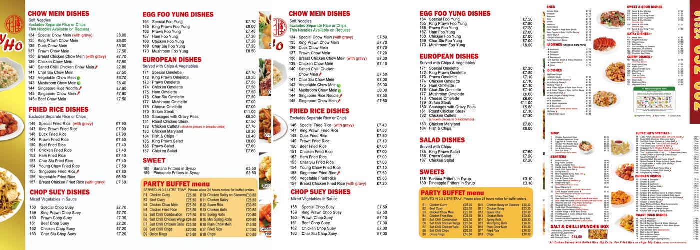 Lucky Ho Menu