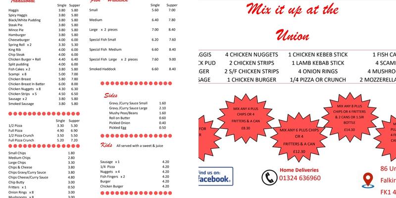 New Union Chippie Menu