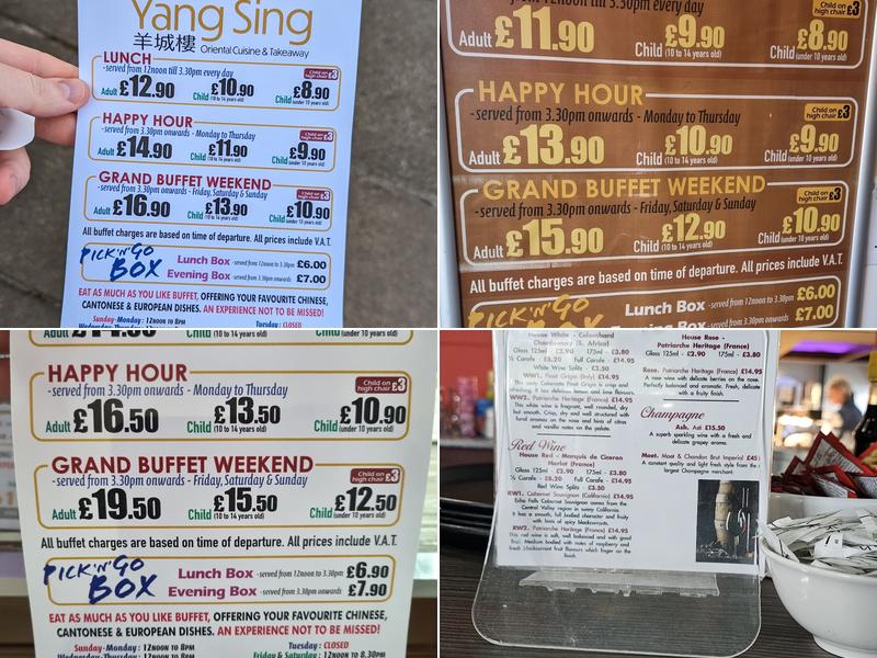 Yang Sing Chinese Buffet Restaurant Menu