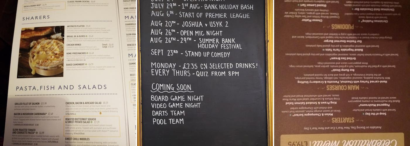 The Ship Ashore Menu