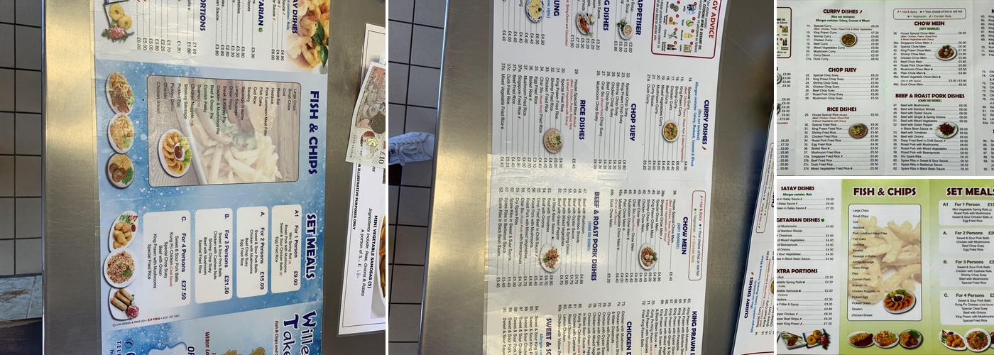 Willen Fish Bar & Take Away Menu