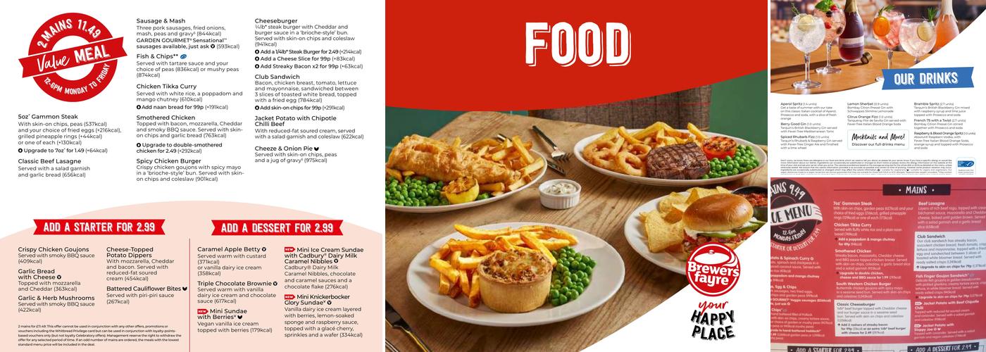 Willen Dragon Brewers Fayre Menu