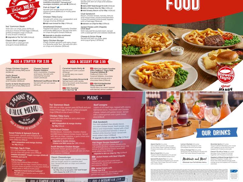 Willen Dragon Brewers Fayre Menu