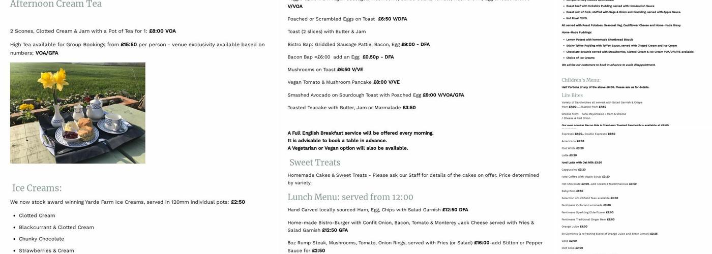 The Bistro Menu