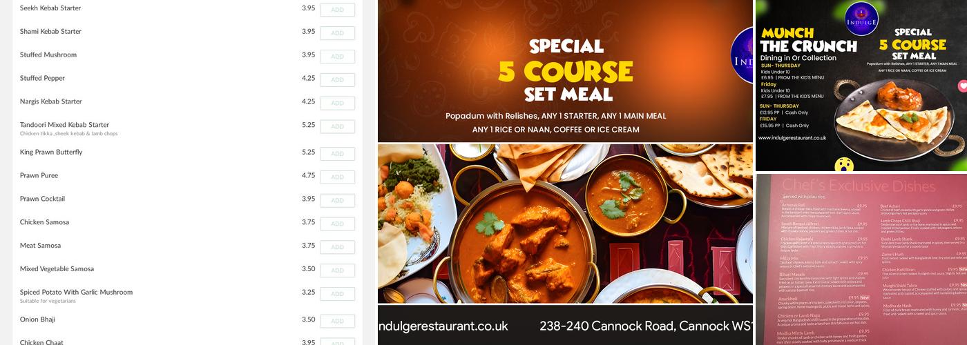 Indulge Cannock Menu