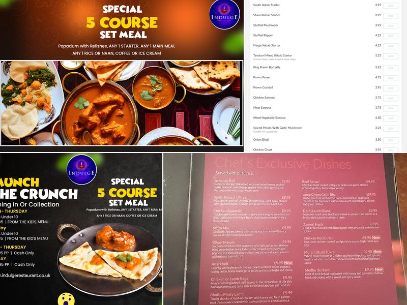 Indulge Cannock Menu