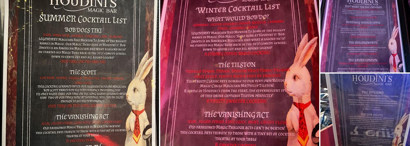 Houdini’s Magic bar Menu