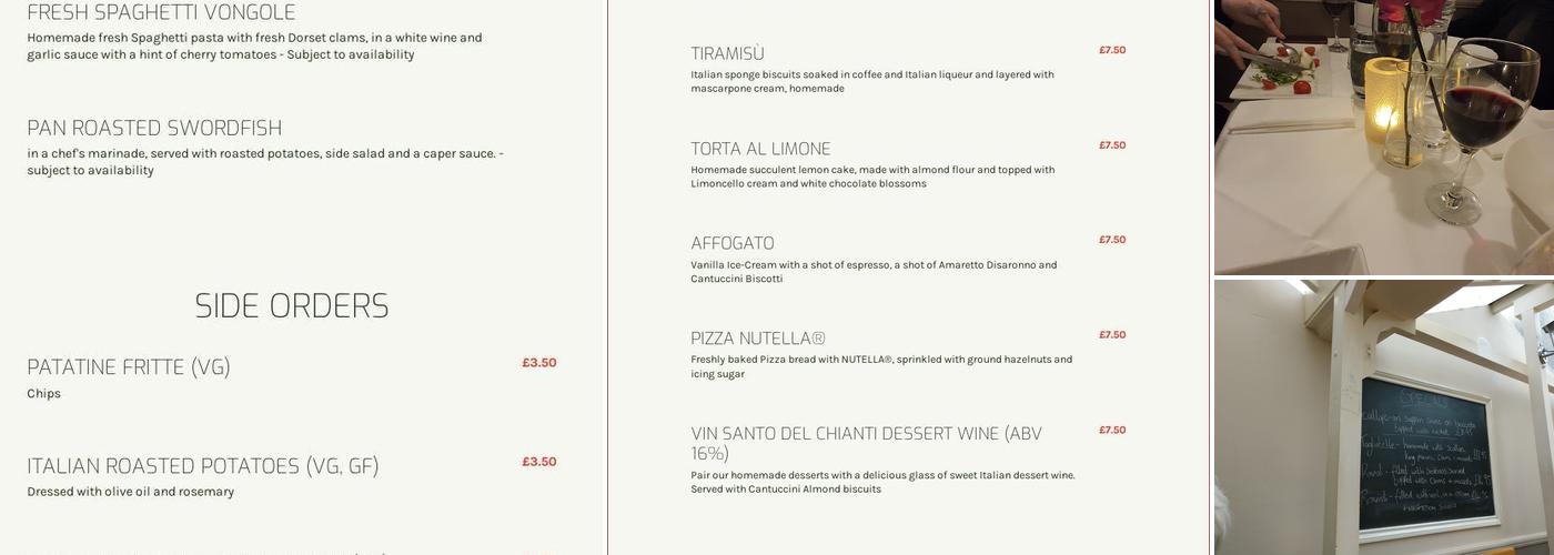 Pinocchio's Restaurant Menu