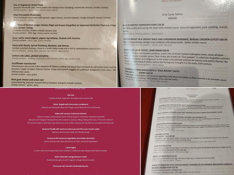 The Cook's Tale Restaurant Menu