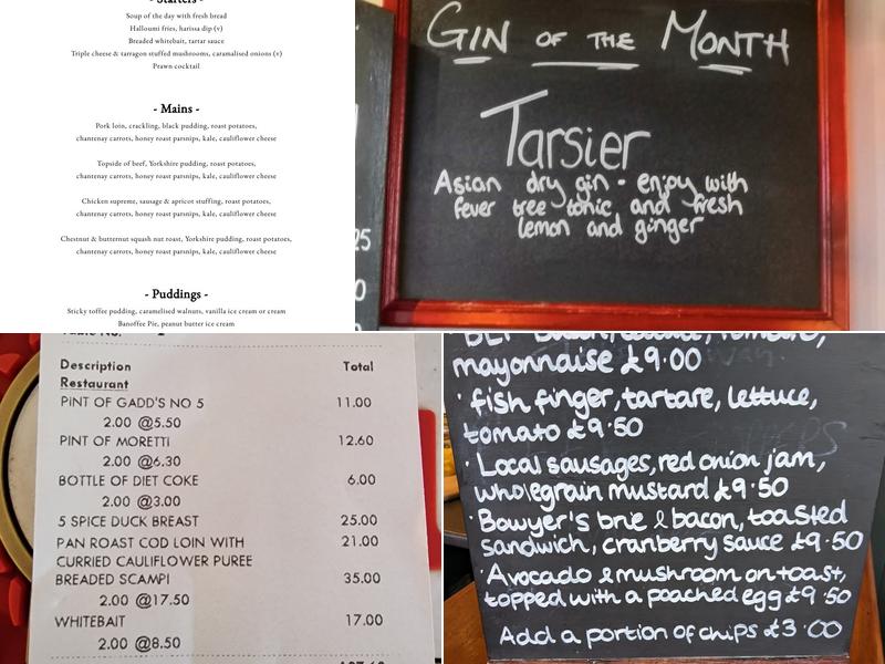 The Black Robin Menu