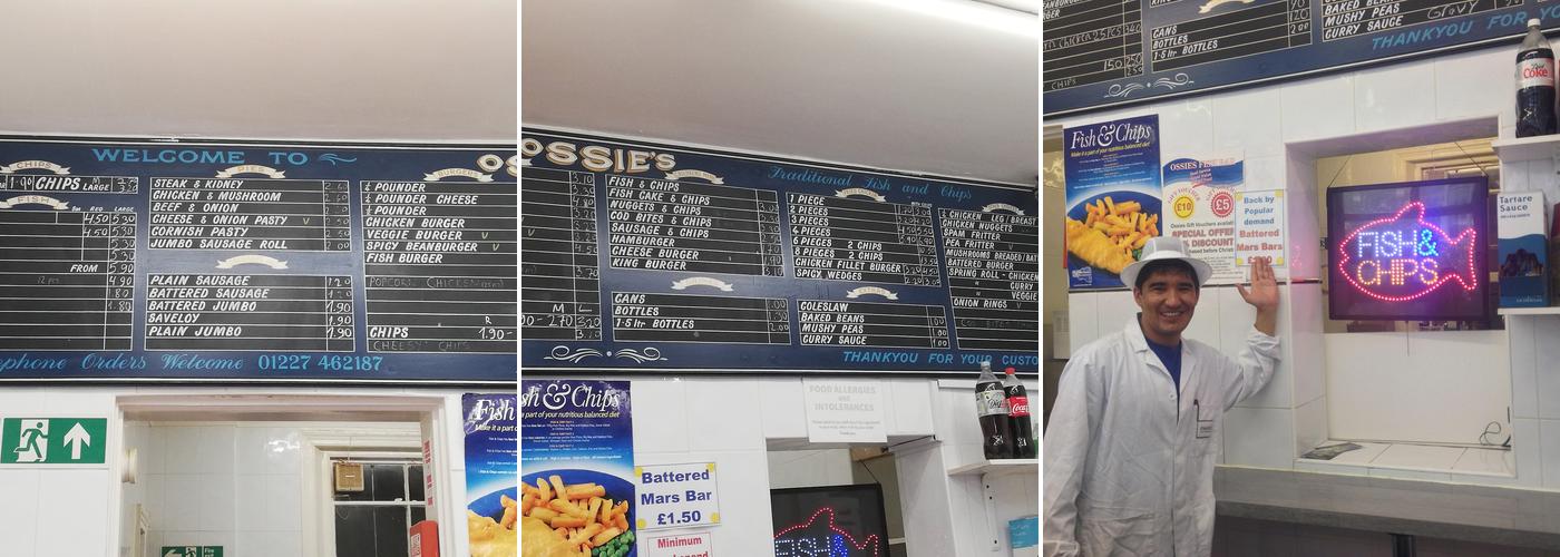 Ossie's Fish & Bar Canterbury Menu