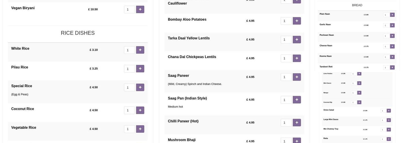 Spice Spree Indian Restaurant and Takeaway Menu