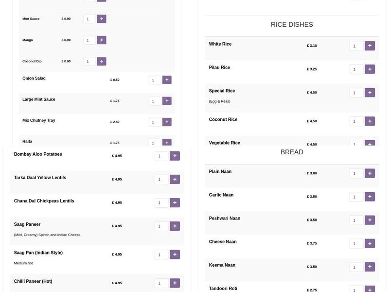 Spice Spree Indian Restaurant and Takeaway Menu