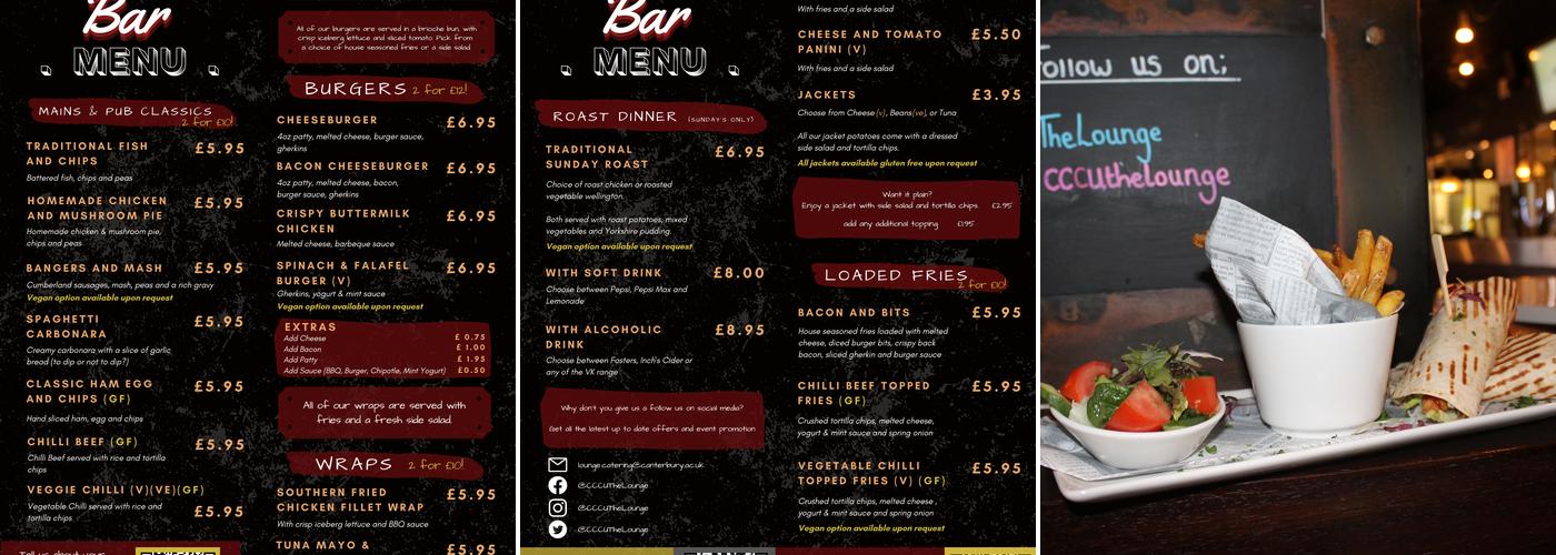 The Lounge Bar & Kitchen Menu