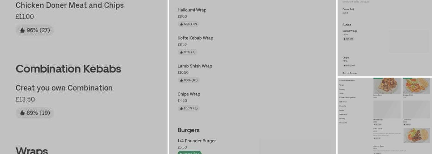 Castle Street Kebab Shop Menu