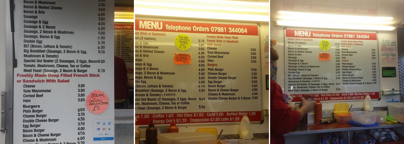 Wincheap Food Wagon Menu