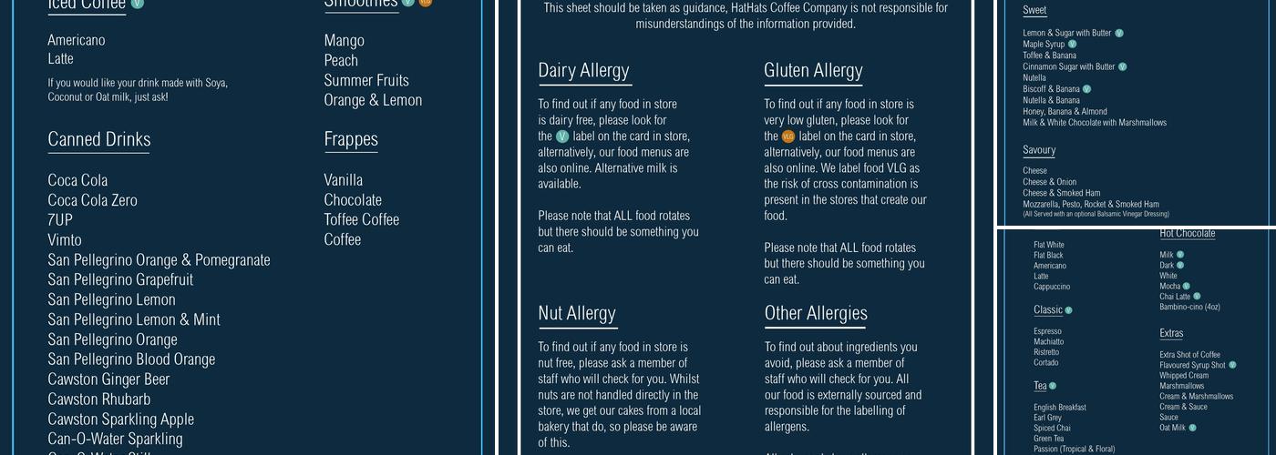 HatHats Coffee Barista Academy (Canterbury) Menu