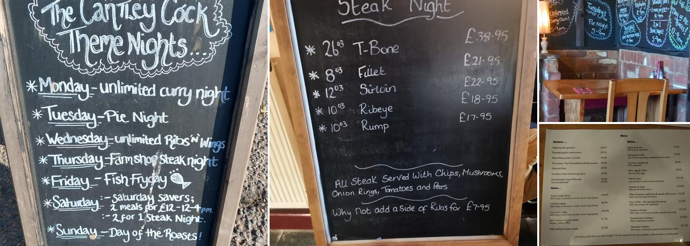 The Cock Tavern Menu