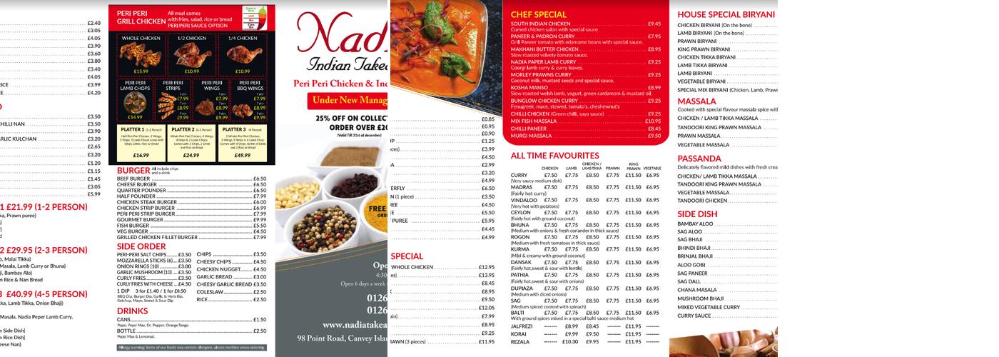 Nadia Indian Takeaway Menu