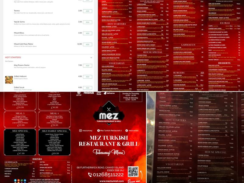 Mez Turkish Restaurant & Takeaway Menu
