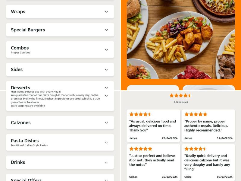 Proper Pizza & Pasta Menu