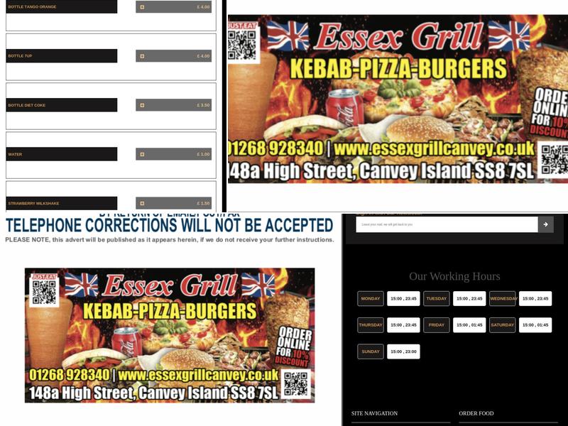 Essex Grill Menu