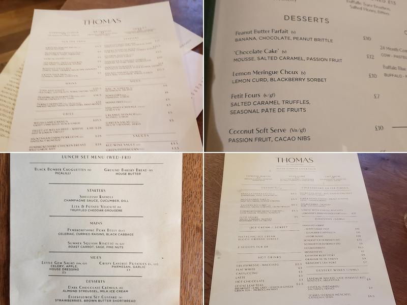 Thomas by Tom Simmons Menu