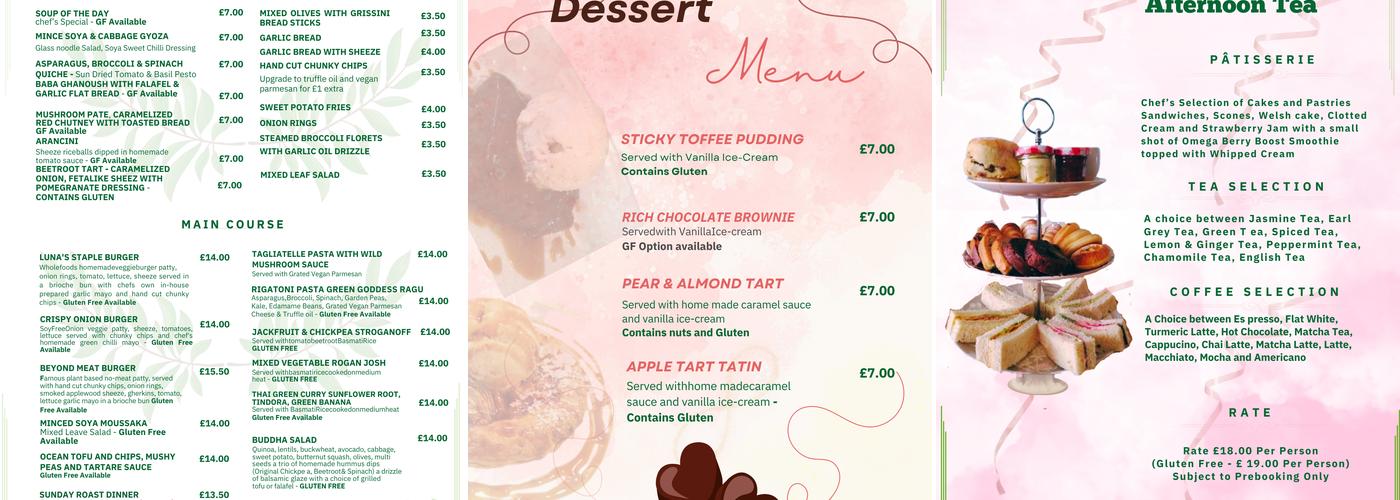 Luna's Vegan Corner Menu