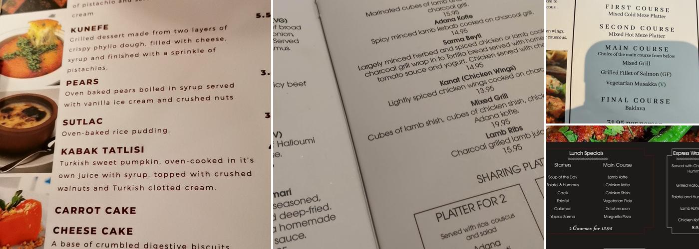 Lezzet Turkish Kitchen Menu