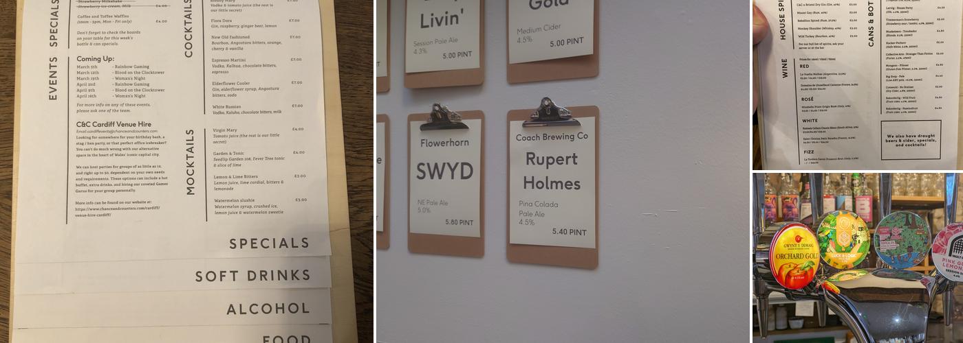 Chance & Counters - Board Game Café Menu