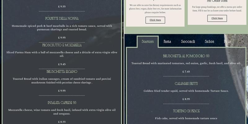 Elgano Italian Restaurant Menu