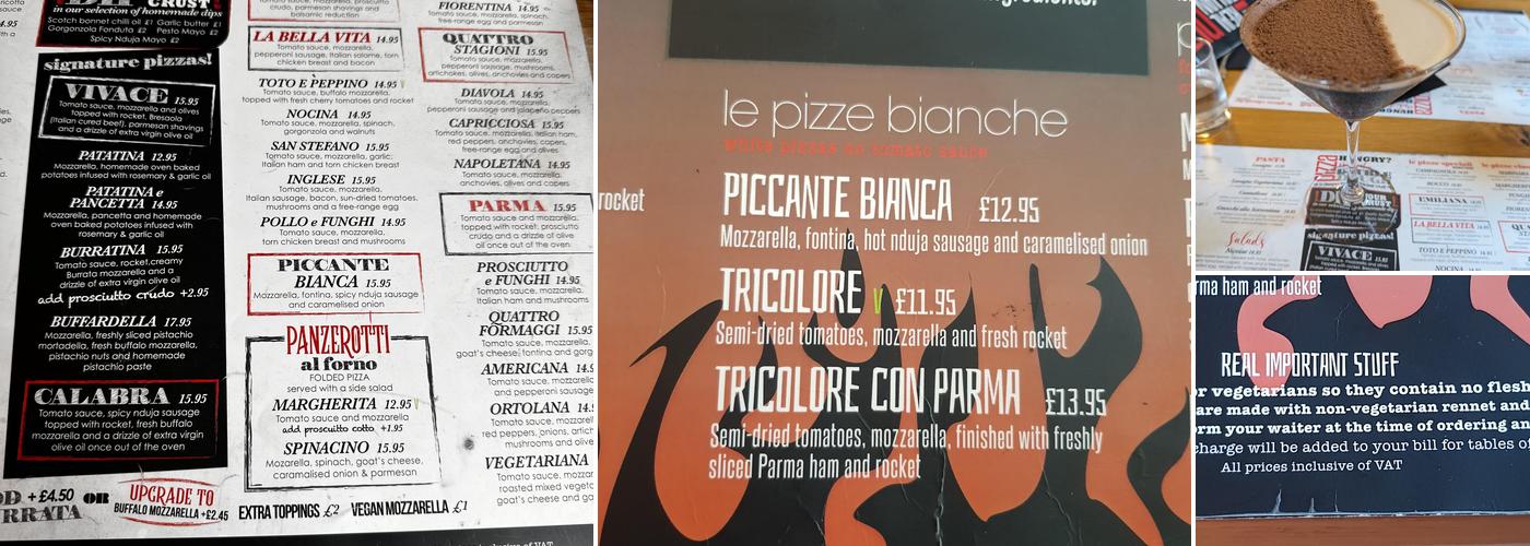 The Real Italian Pizza Co Menu