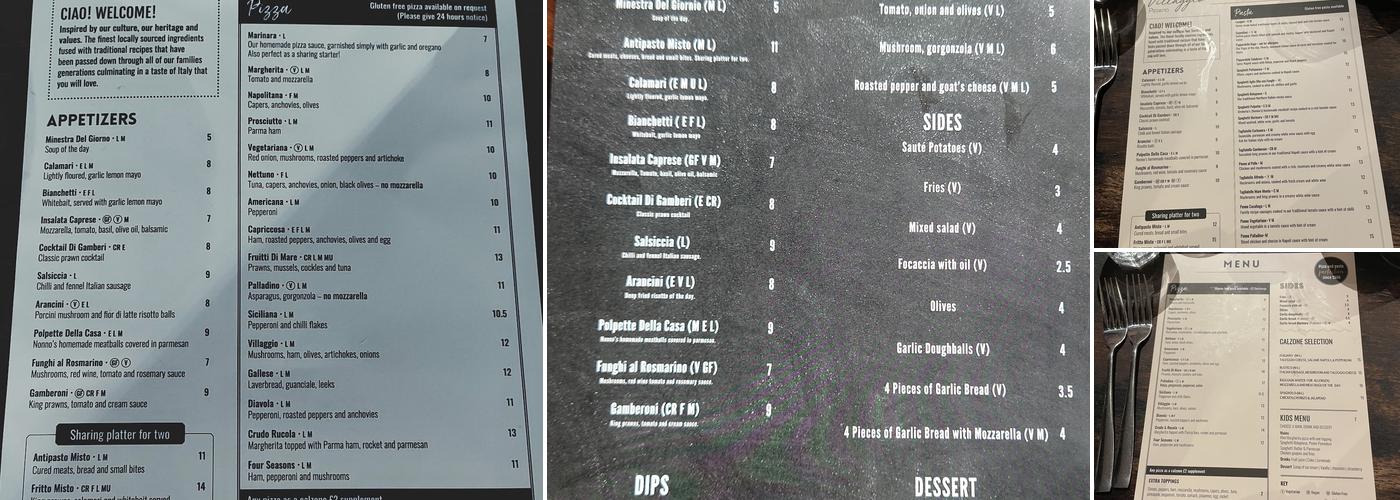 Pizzeria Villaggio Menu