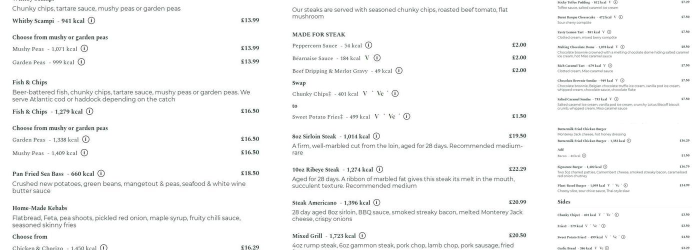 Victoria Park Pub Menu