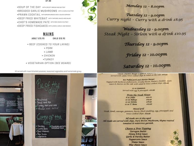 Ye Olde Butchers Arms Menu