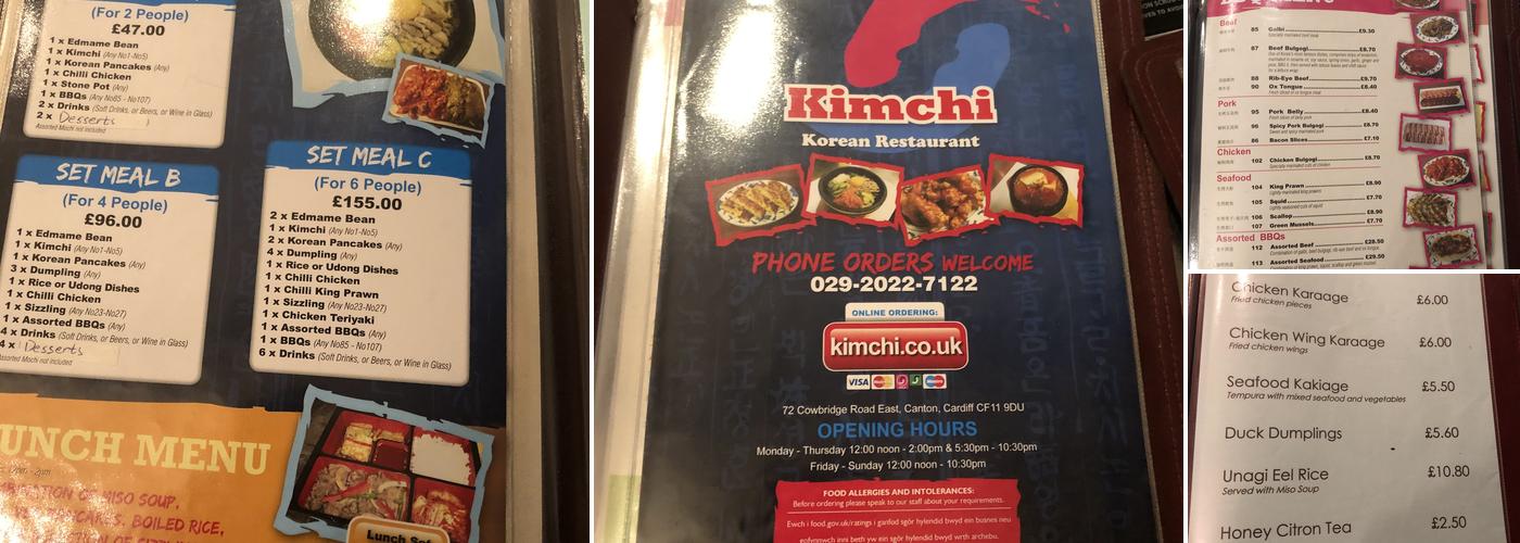 Kimchi Menu