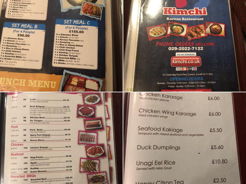 Kimchi Menu