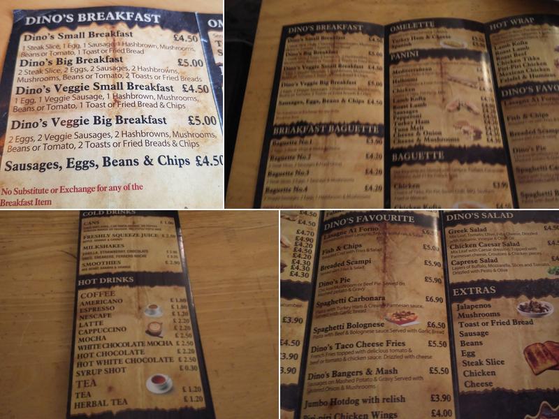 Dino's Cafe Menu