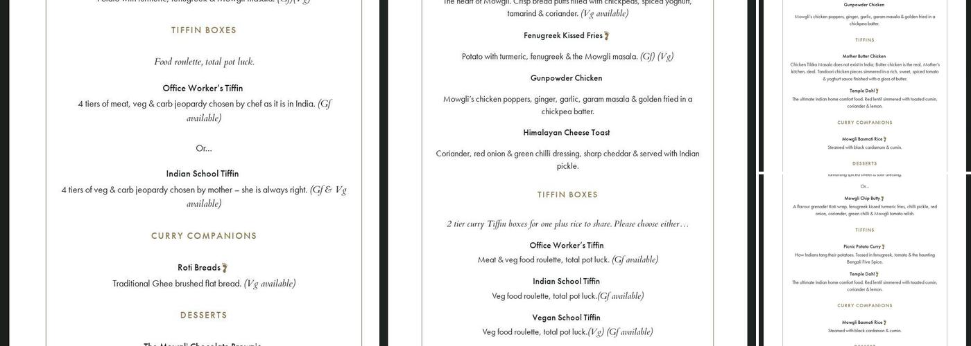 Mowgli Street Food Menu