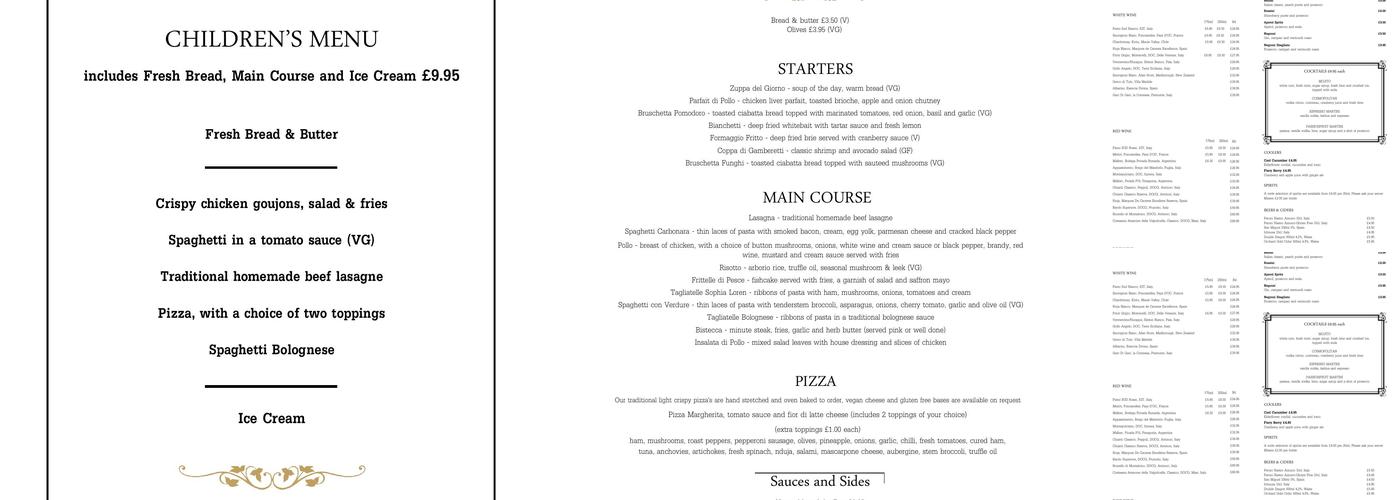Bellini's Menu