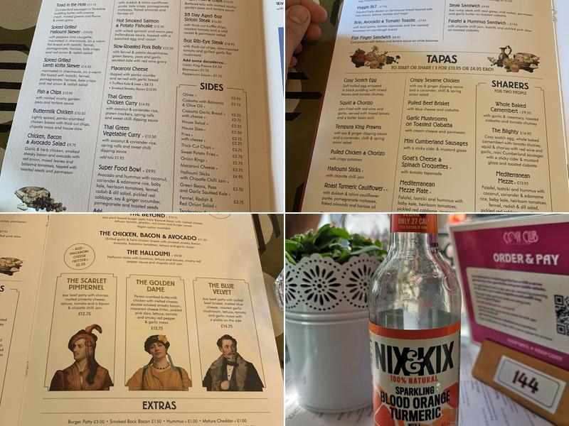 Cosy Club Menu