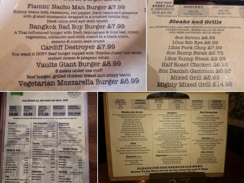 Queens Vaults Menu