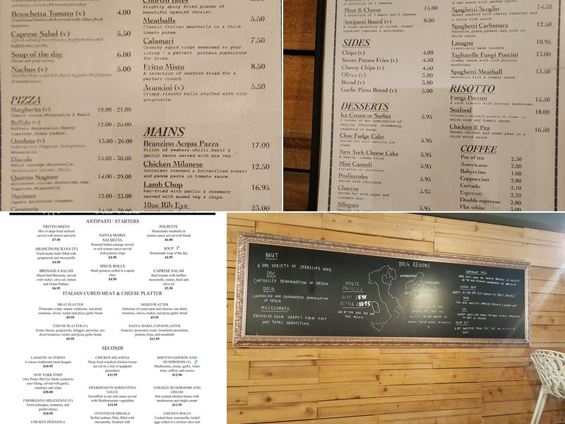 SantaMaria Italian Pizzeria Ristorante Menu