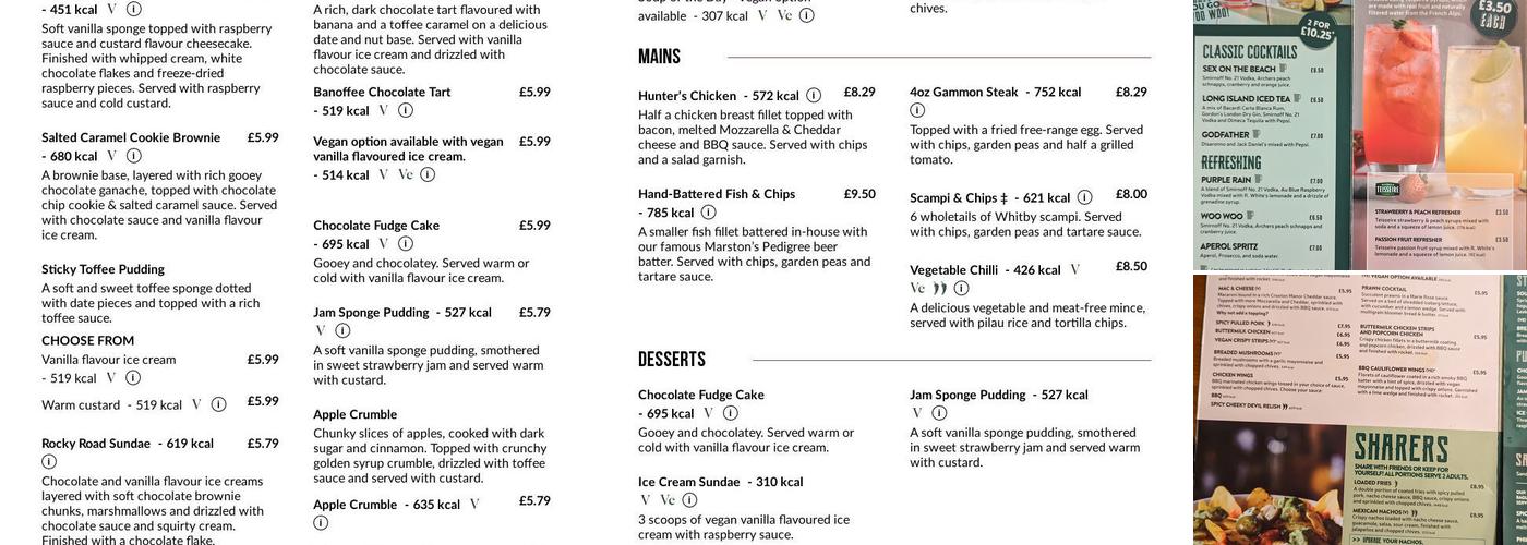 Star Inn Menu