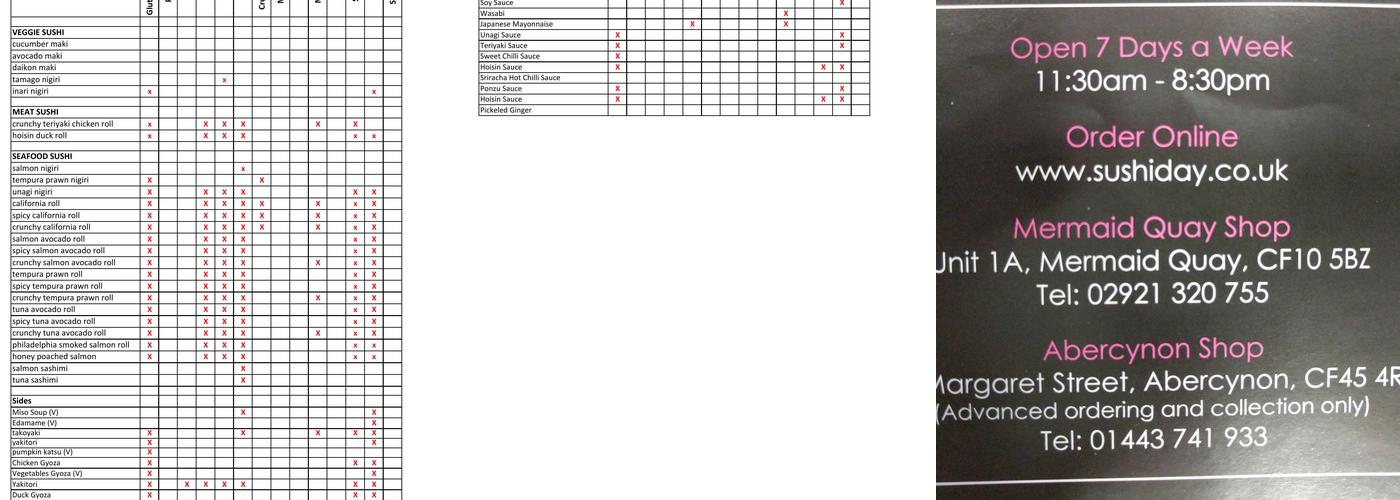 SOOSHI (formerly SushiDay) Menu