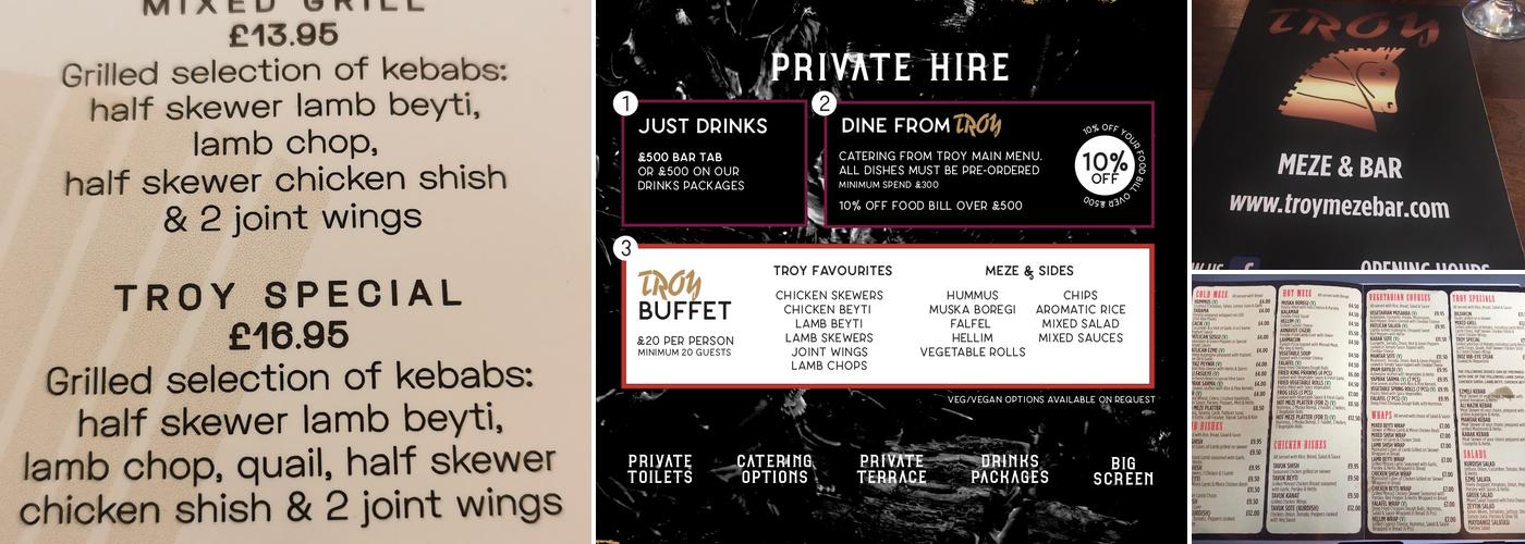 Troy Meze Bar Menu